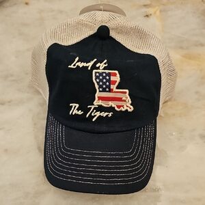 LSU Land of The Tigers Navy and Cream Mesh Trucker Hat